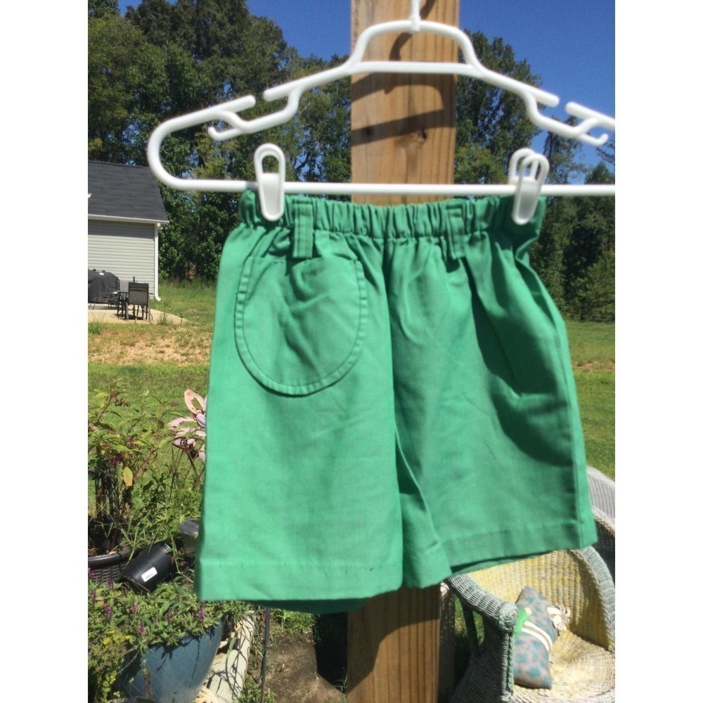 Vintage Girl Scouts girls shorts size 10 ‎ stretchy green brownie 70s 60s